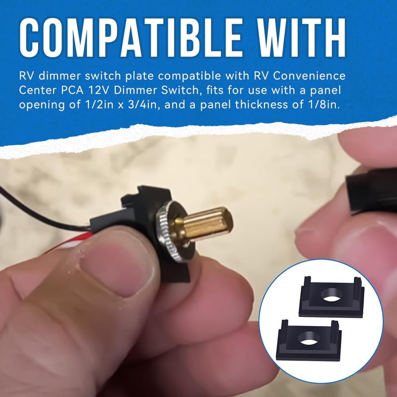 SeDeplacer RV Dimmer Switch Plate (0.85in×0.6in) Compatible with RV Convenience Center PCA 12V Dimmer Switch,Fits Panel with Opening of 1/2inx3/4in and 1/8in Thickness(2) - Image 2